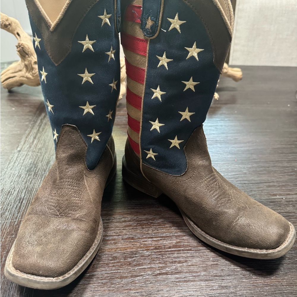 Roper Kids Boots in Brown and American Flag